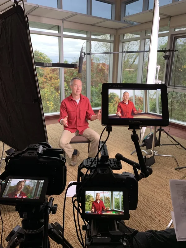 Production crew preparing for interview shoot in Baltimore