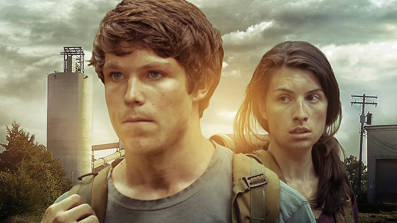 Lotus Eyes feature film — two leads against an industrial skyline
